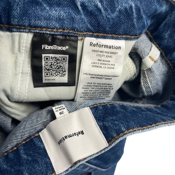 NWT Anthropologie Reformation Diego Baggy Utility Carpenter Jeans Sz 28 $198 - Picture 11 of 12